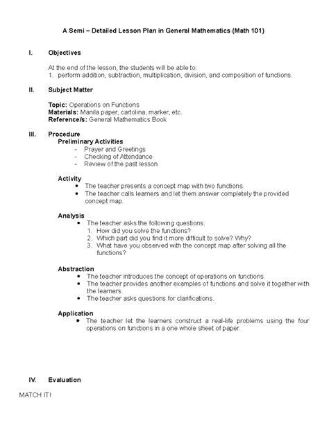 semi detailed lesson plan in math